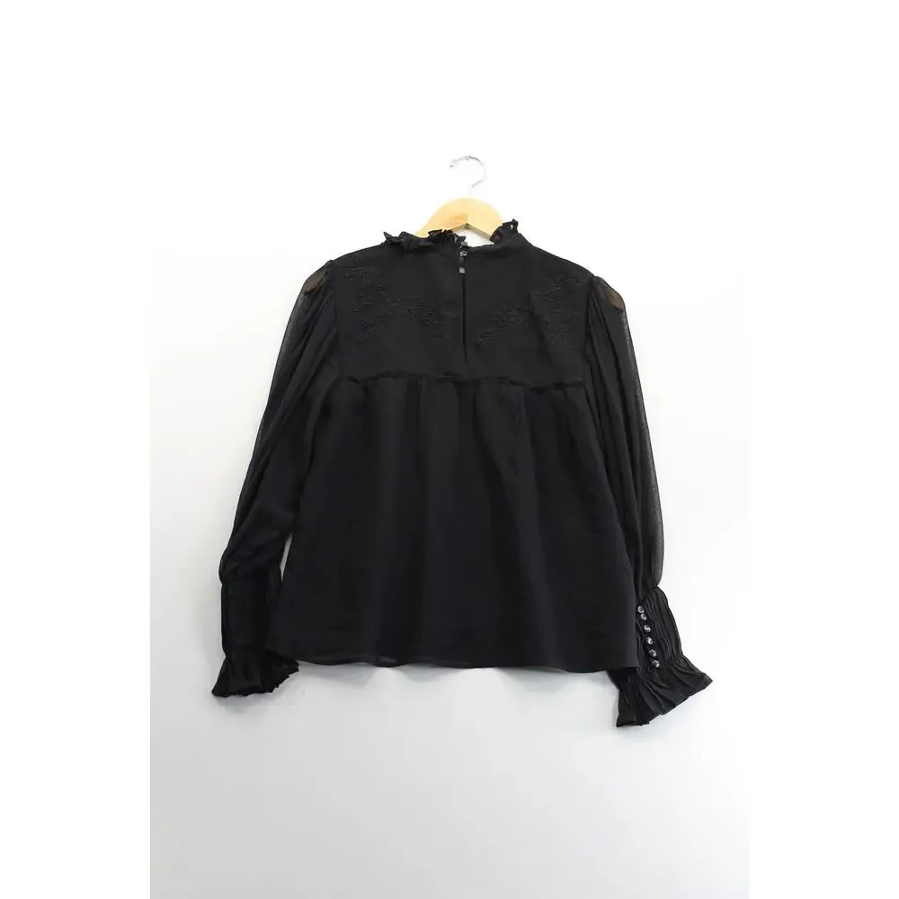 NWT Topshop mock neck professional long sleeve blouse womens 4 preppy career - Picture 4 of 6